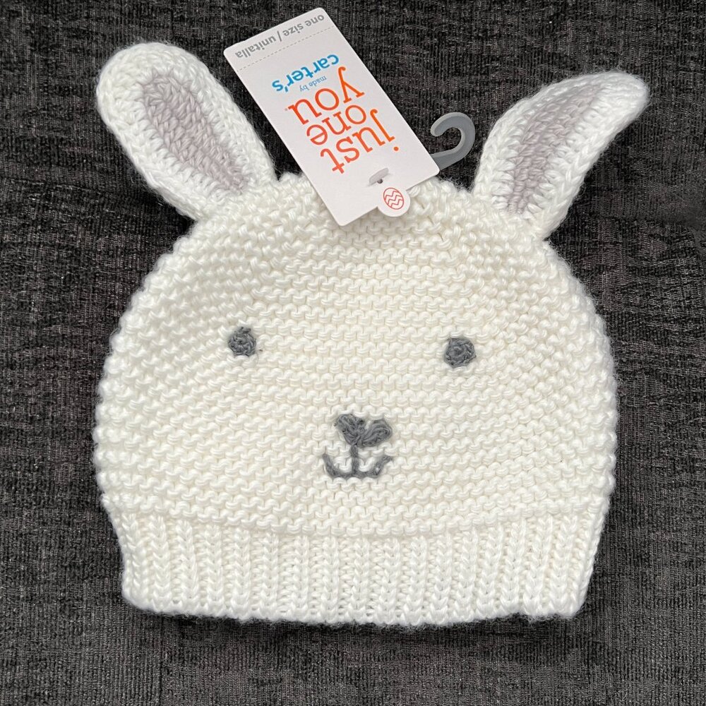 CARTER'S JUST ONE YOU CROCHET KNIT BUNNY BEANIE CAP-ONE SIZE-NWT!